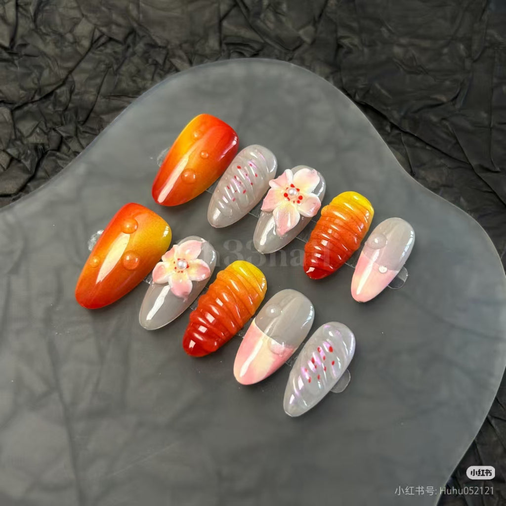 Handmade nails art 3d flowers