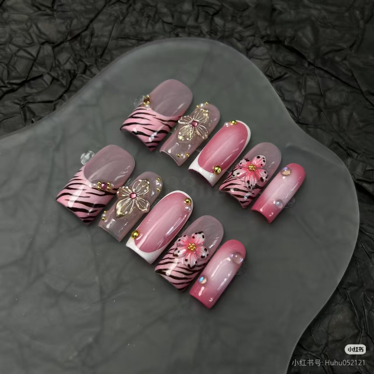 Handmade nails art 3d flowers