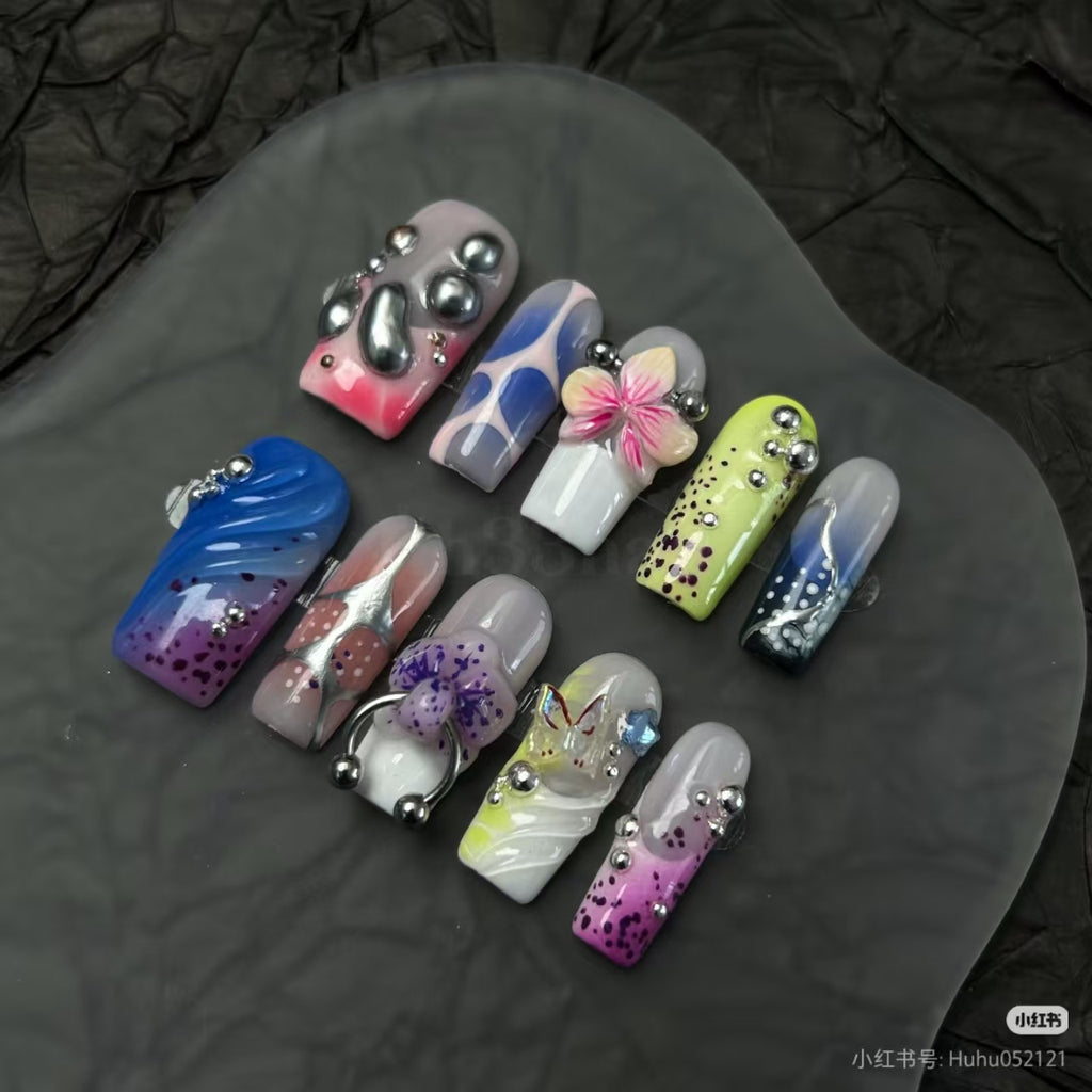 Handmade nails art 3d flowers