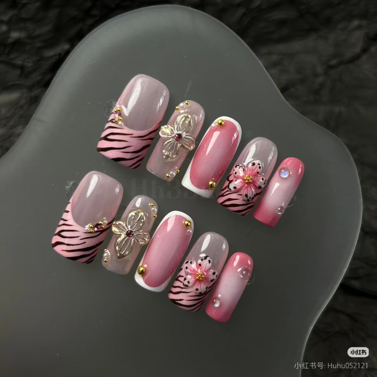 Handmade nails art 3d flowers